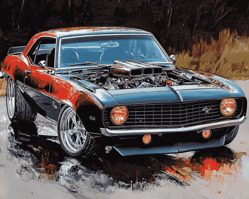 Classic Camaro Engines Diamond Painting