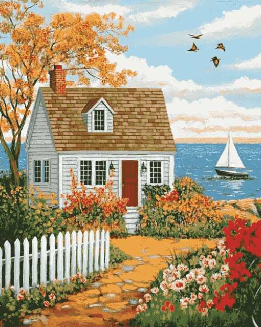 Classic Cape Cod House Diamond Painting