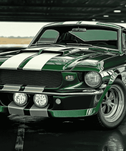 Classic Green Mustang Car Diamond Painting