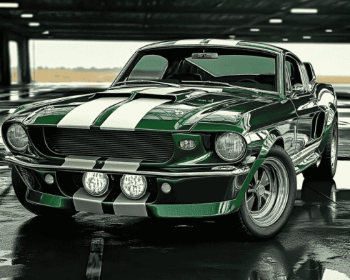 Classic Green Mustang Car Diamond Painting