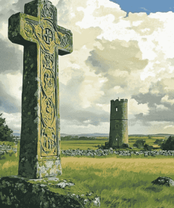 Clonmacnoise Cross Scenic Views Diamond Painting