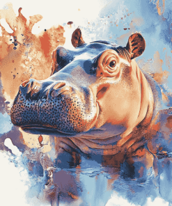 Colorful Baby Hippo Diamond Painting