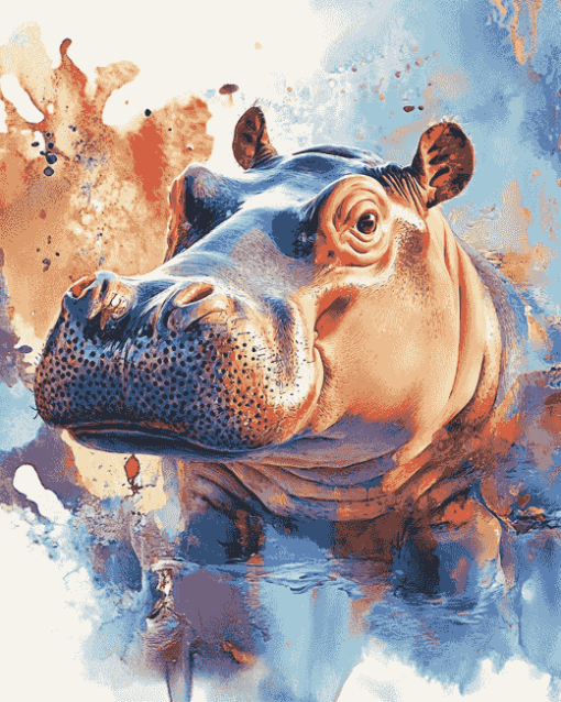 Colorful Baby Hippo Diamond Painting