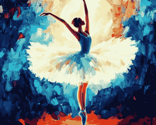 Colorful Ballerina Under Moonlight Diamond Painting