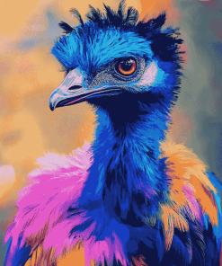 Colorful Blue Emu Diamond Painting