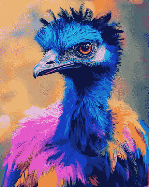 Colorful Blue Emu Diamond Painting