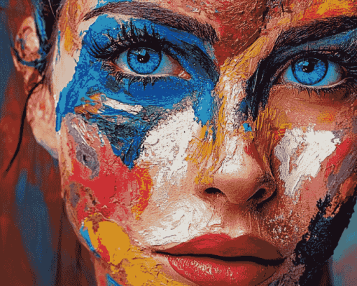 Colorful Blue Eyes Woman Diamond Painting