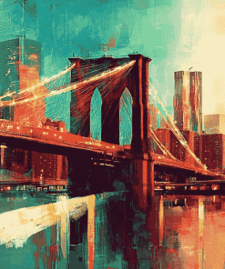 Colorful Brooklyn Bridge Cityscape Diamond Painting