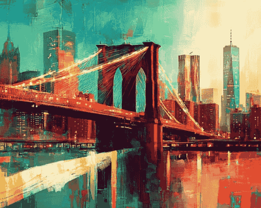 Colorful Brooklyn Bridge Cityscape Diamond Painting