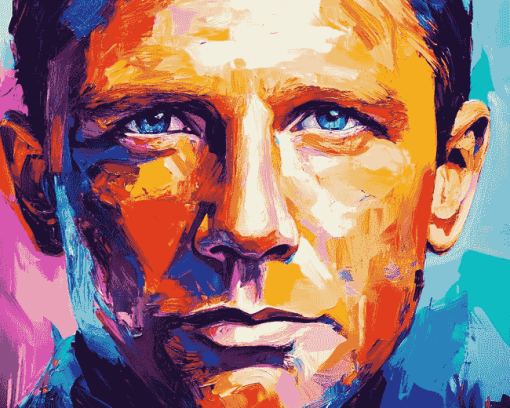 Colorful Daniel Craig Celebrity Diamond Painting