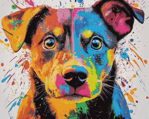 Colorful Dog Splatter Diamond Painting