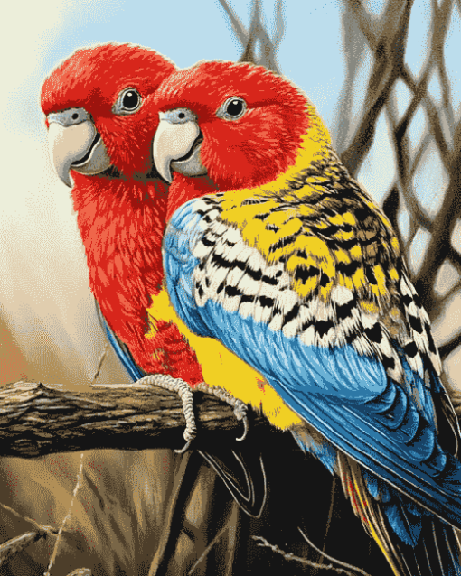 Colorful Eastern Rosellas Diamond Painting