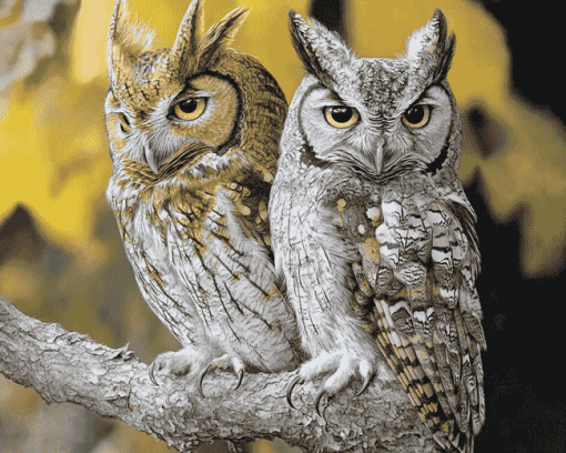 Colorful Eastern Screech Owl Diamond Painting