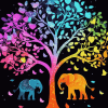 Colorful Elephant Tree Diamond Painting