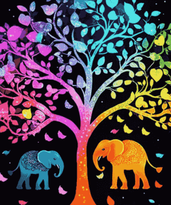 Colorful Elephant Tree Diamond Painting