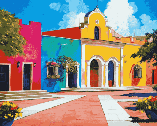 Colorful Hacienda Homes Diamond Painting