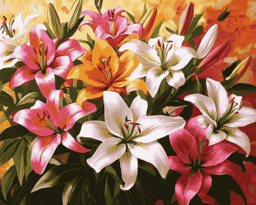 Colorful Lily Blossoms Diamond Painting