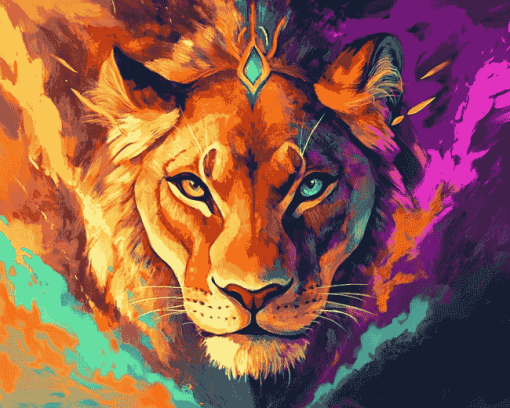 Colorful Lioness Diamond Painting