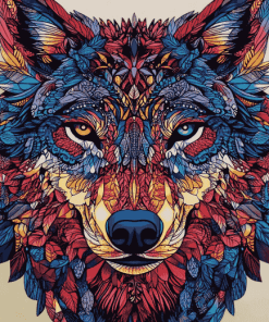 Colorful Mandala Wolf Diamond Painting