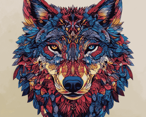 Colorful Mandala Wolf Diamond Painting