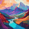 Colorful Mountain Landscape Diamond Painting