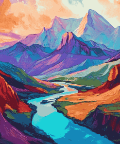 Colorful Mountain Landscape Diamond Painting