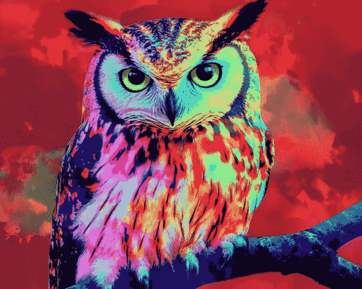 Colorful Night Owl Diamond Painting