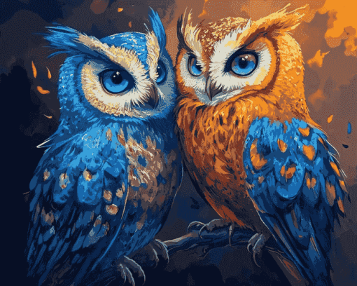 Colorful Owls Artwork Diamond Painting