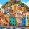 Colorful Sardinian Cityscape Diamond Painting