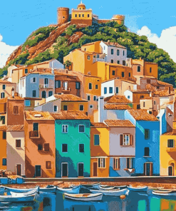 Colorful Sardinian Cityscape Diamond Painting