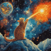 Colorful Space Cat Diamond Painting