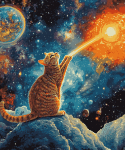 Colorful Space Cat Diamond Painting