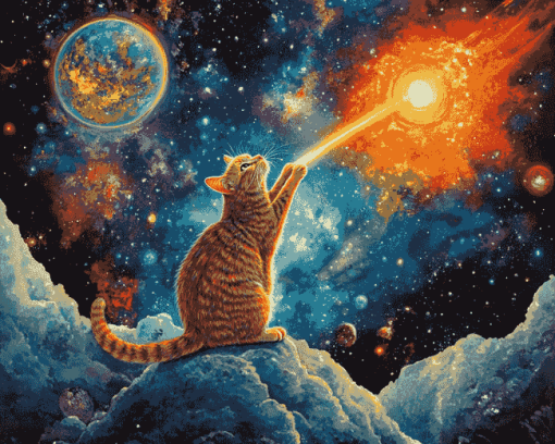 Colorful Space Cat Diamond Painting