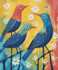 Colorful Three Birds Diamond Painting