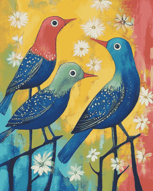 Colorful Three Birds Diamond Painting