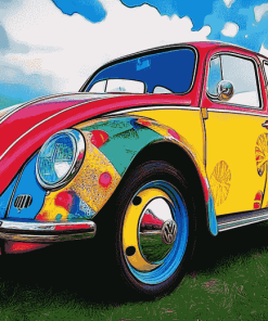 Colorful Volkswagen Bug Engines Diamond Painting