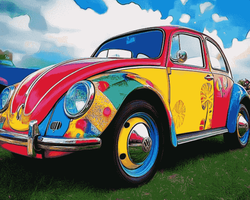 Colorful Volkswagen Bug Engines Diamond Painting