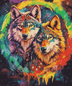 Colorful Wolves of the Wild Diamond Painting