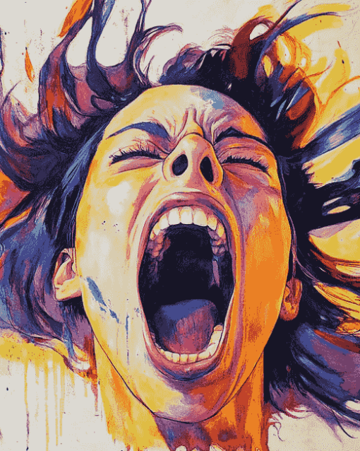 Colorful Woman Screaming Diamond Painting