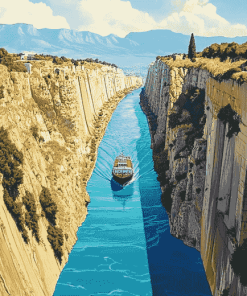 Corinth Canal Greece Landscape Diamond Painting