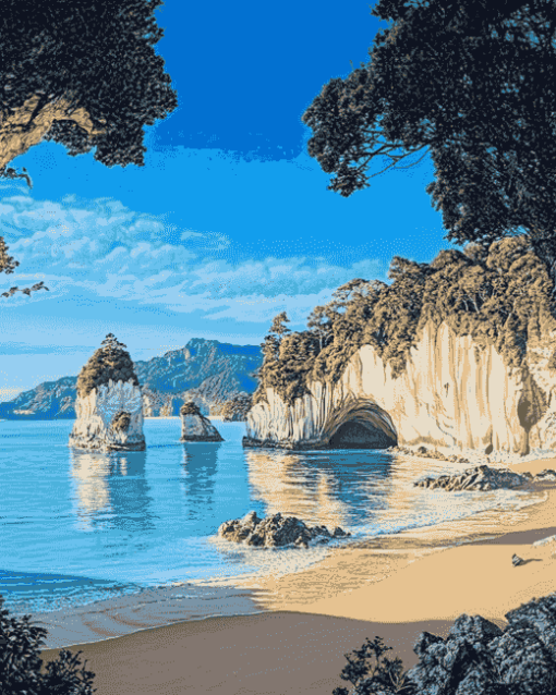 Coromandel Cathedral Cove Seascapes Diamond Painting