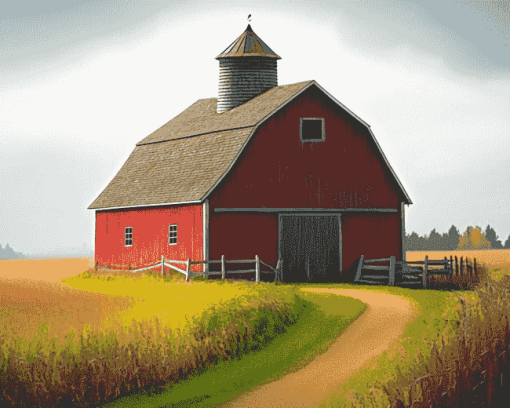 Country Barn Landscape Diamond Painting