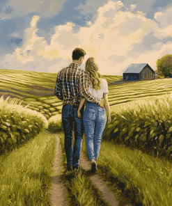 Countryside Romance in Farm Fields Diamond Painting