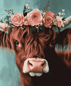 Cow Floral Crown Diamond Painting