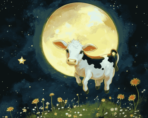 Cow Jumping Over Moon Diamond Painting