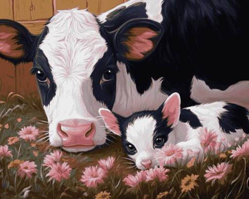 Cow-Themed Diamond Painting