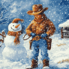 Cowboy Snowman Winter Wonderland Diamond Painting