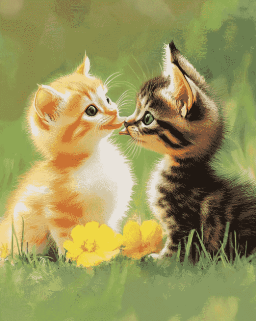 Cute Animals Duck and Cat Diamond Painting