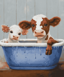 Cute Cows and Calfs Diamond Painting