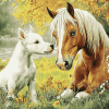 Cute Dog and Horse Diamond Painting